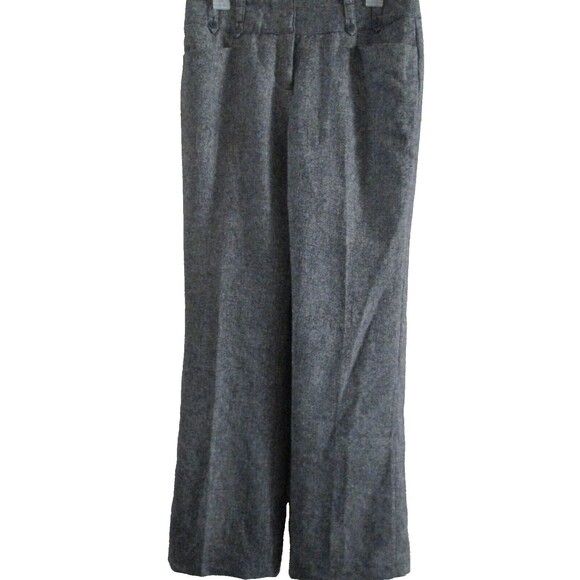 Dalia Collection Gray Wool Blend Career Pants Size 6 Lined Flat Front Wide Leg - Picture 1 of 5